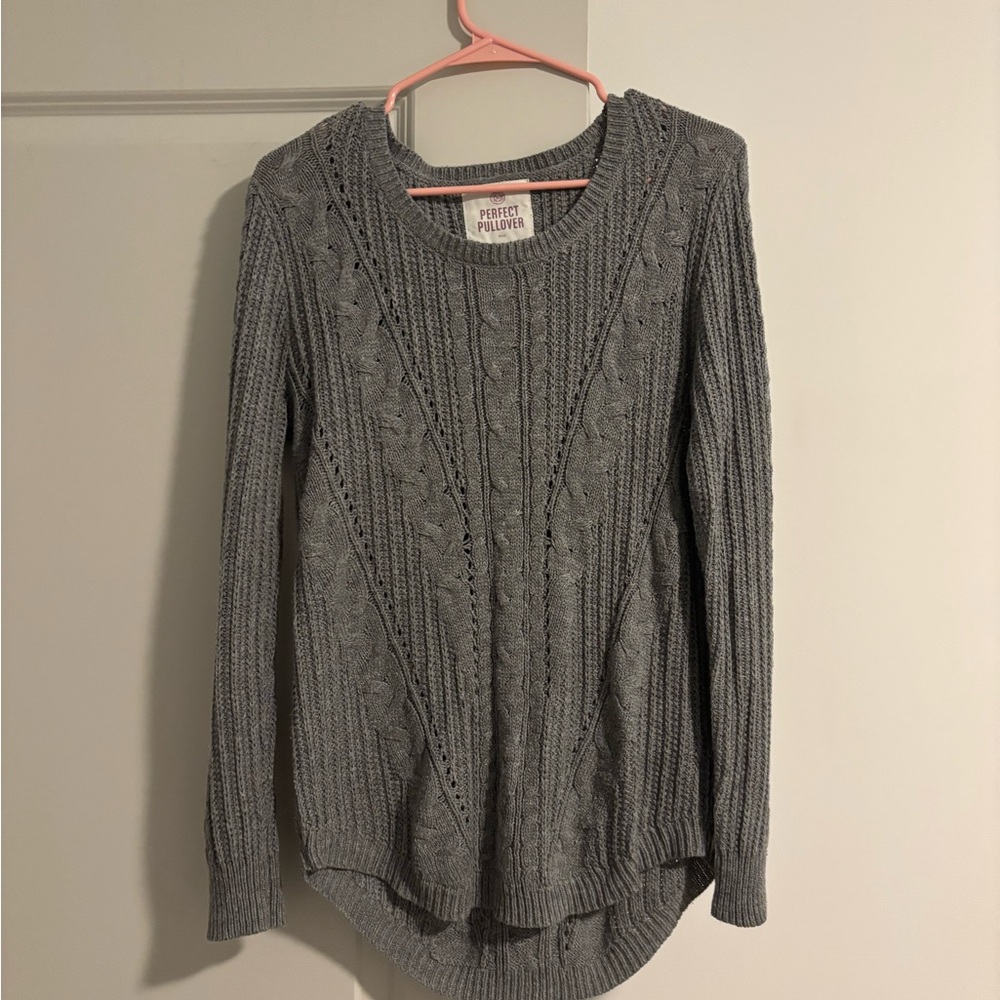 SO Heather Gray Cable Knit Sweater